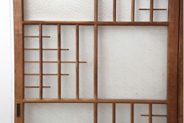 アンティーク建具　昭和中期　ダイヤガラス　交互に配置された意匠がおしゃれなガラス戸2枚セット(建具、引き戸)(R-040405)