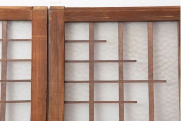 アンティーク建具　昭和中期　ダイヤガラス　交互に配置された意匠がおしゃれなガラス戸2枚セット(建具、引き戸)(R-040405)