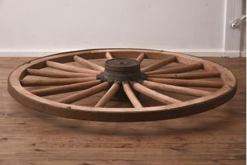 ジャンク品　和製アンティーク雑貨　大正期　古い木製車輪(ディスプレイ雑貨)(R-040406)