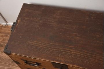 アンティーク家具　和製アンティーク　明治期　前面桐材　使い込また風合いが魅力的な会津重ね箪笥(時代箪笥、衣装箪笥、ローボード、桐箪笥、桐たんす)(R-040408)