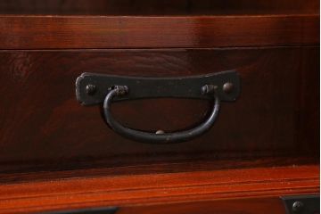 ビンテージ家具　工芸家具　高級品　ケヤキ材製　漆塗りの美しさが目を引く車箪笥(小タンス、チェスト、戸棚、引き出し、ヴィンテージ)(定価約140万円)(R-040413)