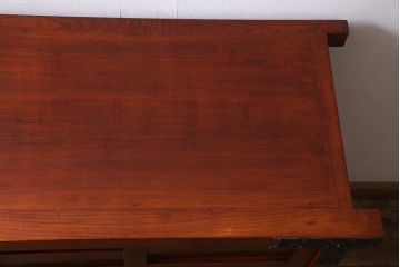 ビンテージ家具　工芸家具　高級品　ケヤキ材製　漆塗りの美しさが目を引く車箪笥(小タンス、チェスト、戸棚、引き出し、ヴィンテージ)(定価約140万円)(R-040413)