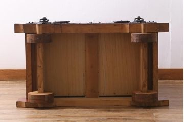 ビンテージ家具　工芸家具　高級品　ケヤキ材製　漆塗りの美しさが目を引く車箪笥(小タンス、チェスト、戸棚、引き出し、ヴィンテージ)(定価約140万円)(R-040413)