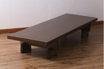 アンティーク家具　和製アンティーク　昭和初期　天板一枚板　味わい深い濃い木色が素敵な特大の裁ち板(作業台、飾り台、陳列台)(R-040414)