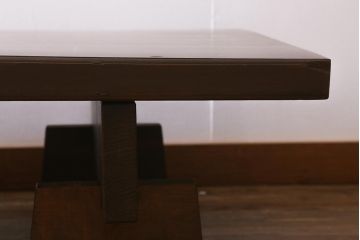アンティーク家具　和製アンティーク　昭和初期　天板一枚板　味わい深い濃い木色が素敵な特大の裁ち板(作業台、飾り台、陳列台)(R-040414)