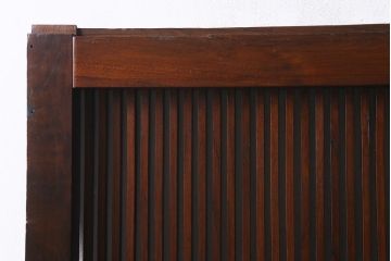アンティーク建具　和製アンティーク　明治期　総ケヤキ材　巾着金具　風格漂う小振りな蔵戸(引き戸、建具、格子蔵戸、玄関戸)(R-040415)