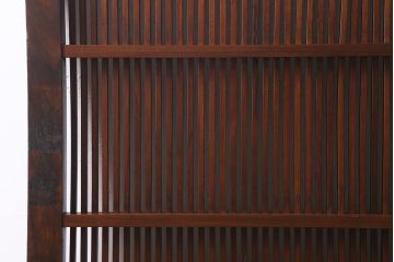 アンティーク建具　和製アンティーク　明治期　総ケヤキ材　巾着金具　風格漂う小振りな蔵戸(引き戸、建具、格子蔵戸、玄関戸)(R-040415)