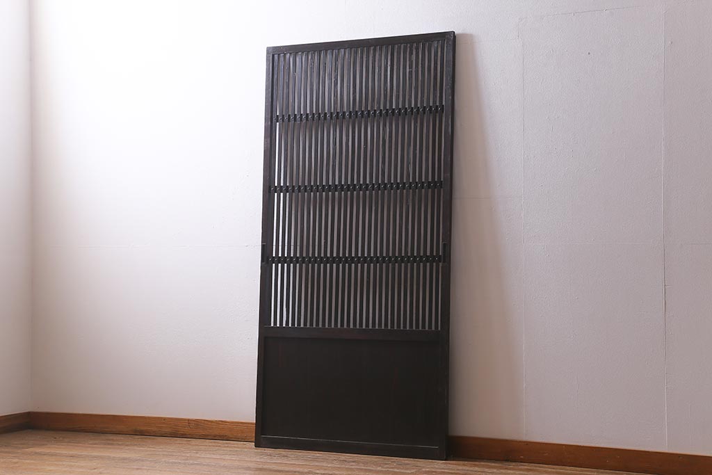 アンティーク建具　和製アンティーク　大正期　シックな佇まいが魅力的な格子戸1枚(引き戸、建具)(R-040416)