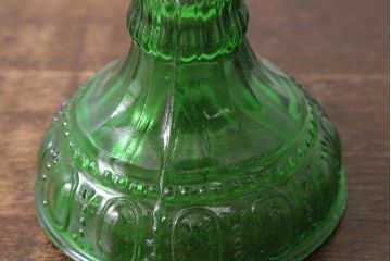 ヴィンテージ雑貨　フランスビンテージ　巻芯10番　グリーンのガラスが素敵なヴィクトリアンオイルランプ(灯油ランプ、台ランプ)(R-040421)