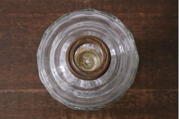 ビンテージ雑貨　巻芯10番　つぼみのようなシェードがおしゃれな日本製のオイルランプ(灯油ランプ、台ランプ)(R-040422)