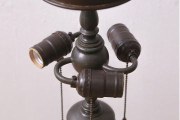中古　アンティーク風　ティファニー風　銅製　ひまわり　ステンドグラスのスタンドライト(フロアスタンド、照明)(R-040441)
