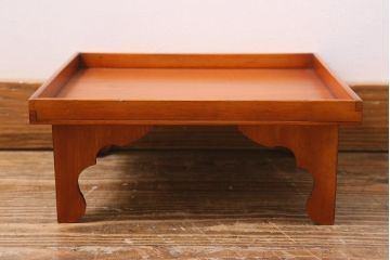 アンティーク雑貨　大正昭和初期　春慶塗　木製脚付膳5客セット(お膳、漆器)(R-040443)