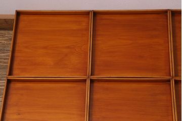 アンティーク雑貨　大正昭和初期　春慶塗　木製脚付膳6客セット(お膳、漆器)(R-040444)