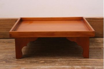 アンティーク雑貨　大正昭和初期　春慶塗　木製脚付膳5客セット・小(お膳、漆器)(R-040445)