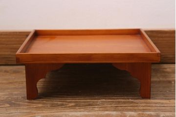 アンティーク雑貨　大正昭和初期　春慶塗　木製脚付膳5客セット・小(お膳、漆器)(R-040447)