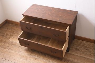 アンティーク家具　和製　昭和中期　天板リメイク　脚付きリビングボード(ローボード、ローチェスト、テレビ台、衣装箪笥、引き出し)(R-040450)