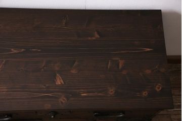 アンティーク家具　ヒノキ材　古箪笥リメイク　フラップダウン扉のテレビ台(テレビボード、リビングボード、時代箪笥)(R-040456)