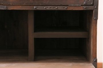 アンティーク家具　ラフジュ工房オリジナル　古箪笥リメイク　フラップダウン扉のテレビ台(テレビボード、リビングボード、時代箪笥)(R-040457)