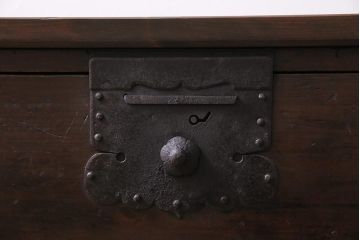 アンティーク家具　ラフジュ工房オリジナル　古箪笥リメイク　フラップダウン扉のテレビ台(テレビボード、リビングボード、時代箪笥)(R-040457)