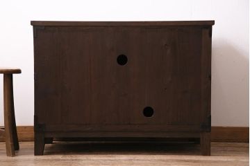 アンティーク家具　ラフジュ工房オリジナル　古箪笥リメイク　フラップダウン扉のテレビ台(テレビボード、リビングボード、時代箪笥)(R-040457)