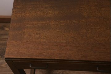 和製アンティーク　昭和レトロ　ラワン材　直線的なデザインがレトロな片袖机(片袖デスク、ワークデスク、在宅ワーク、在宅用)(R-040458)