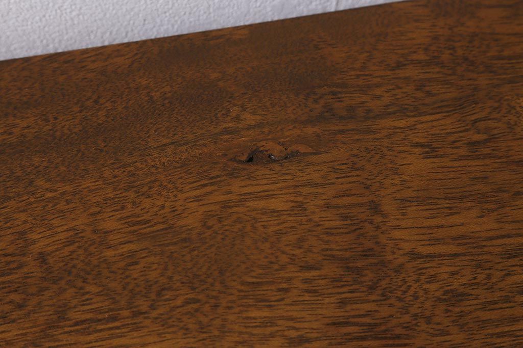 和製アンティーク　昭和レトロ　ラワン材　直線的なデザインがレトロな片袖机(片袖デスク、ワークデスク、在宅ワーク、在宅用)(R-040458)