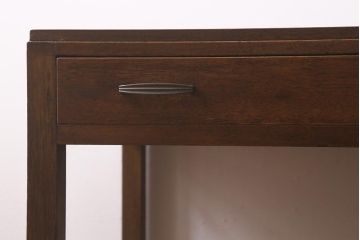 和製アンティーク　昭和レトロ　ラワン材　直線的なデザインがレトロな片袖机(片袖デスク、ワークデスク、在宅ワーク、在宅用)(R-040458)