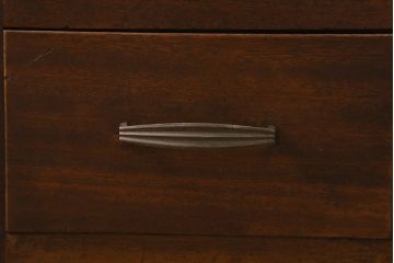 和製アンティーク　昭和レトロ　ラワン材　直線的なデザインがレトロな片袖机(片袖デスク、ワークデスク、在宅ワーク、在宅用)(R-040458)