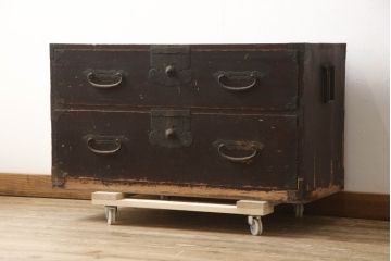 アンティーク家具　明治期　渋い風合いが魅力的な和箪笥(ローボード、時代箪笥)(R-040463)