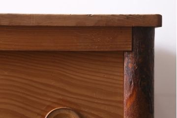 中古　民芸家具　網代引戸　杉材・桜皮　上品な雰囲気漂う置き水屋(置水屋、茶水屋、茶道具、戸棚)(R-040475)