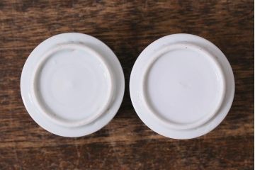 古民具・骨董　江戸期　古伊万里　草文染付筒型猪口2客セット(酒器、和食器)(R-040492)