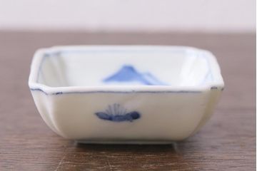 アンティーク雑貨　大正昭和初期　山水図　染付小皿5枚セット(豆皿、醤油皿、和食器)(R-040494)