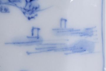 アンティーク雑貨　大正昭和初期　山水図　染付小皿6枚セット(豆皿、醤油皿、和食器)(R-040495)