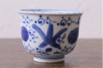 古民具・骨董　江戸期　伊万里　染付蕎麦猪口2個セット(向付、和食器)(R-040496)