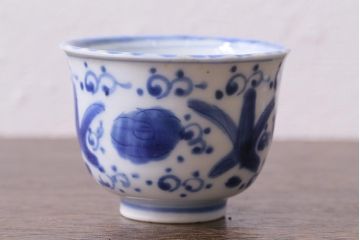 古民具・骨董　江戸期　伊万里　染付蕎麦猪口3個セット(向付、和食器)(R-040498)