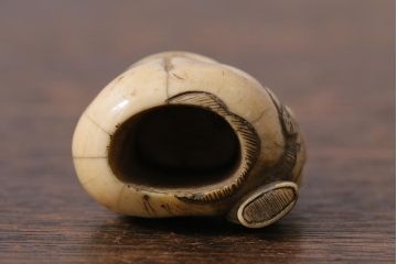 アンティーク雑貨　明治大正　古い根付3点(鹿角、クルミ彫刻)(R-040501)