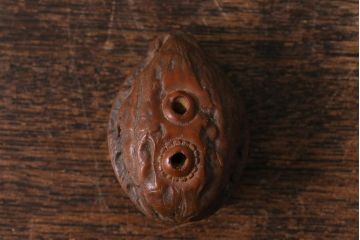 アンティーク雑貨　明治大正　古い根付3点(鹿角、クルミ彫刻)(R-040501)