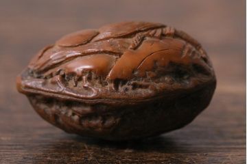 アンティーク雑貨　明治大正　古い根付3点(鹿角、クルミ彫刻)(R-040501)