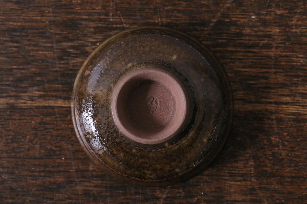 レトロ雑貨　箱付き　三浦小平　無名異焼　5種(猪口、杯、盃)(R-040503)