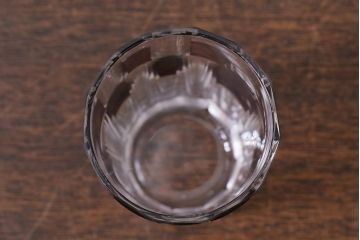 アンティーク雑貨　昭和初期　古い紫被せ切子グラス　ソーサー付き6客セット　箱付(コップ、コースター、和ガラス)(R-040505)