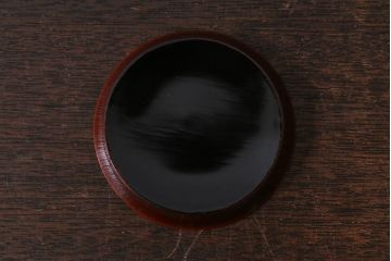 アンティーク雑貨　昭和初期　古い紫被せ切子グラス　ソーサー付き6客セット　箱付(コップ、コースター、和ガラス)(R-040505)