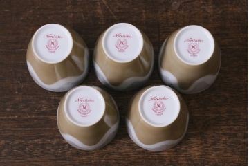 未使用品　昭和中期　古いノリタケ(Noritake、日陶)　急須・湯呑6客・菓子鉢セット　箱付(湯のみ、茶器揃)(R-040507)