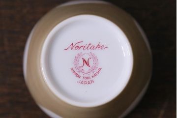 未使用品　昭和中期　古いノリタケ(Noritake、日陶)　急須・湯呑6客・菓子鉢セット　箱付(湯のみ、茶器揃)(R-040507)