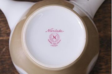 未使用品　昭和中期　古いノリタケ(Noritake、日陶)　急須・湯呑6客・菓子鉢セット　箱付(湯のみ、茶器揃)(R-040507)