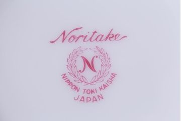 未使用品　昭和中期　古いノリタケ(Noritake、日陶)　急須・湯呑6客・菓子鉢セット　箱付(湯のみ、茶器揃)(R-040507)