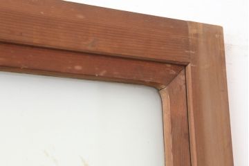 レトロ建具　昭和レトロ　昭和中期　すりガラス入り　ユニークなデザインが目を引く木製ドア(建具、開き戸、扉)(R-040511)