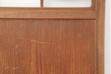 レトロ建具　昭和レトロ　昭和中期　すりガラス入り　ユニークなデザインが目を引く木製ドア(建具、開き戸、扉)(R-040511)