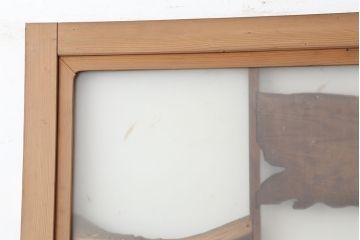 レトロ建具　昭和レトロ　昭和中期　すりガラス入り　ユニークなデザインが目を引く木製ドア(建具、開き戸、扉)(R-040511)