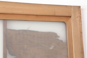 レトロ建具　昭和レトロ　昭和中期　すりガラス入り　ユニークなデザインが目を引く木製ドア(建具、開き戸、扉)(R-040511)