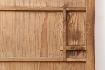 レトロ建具　昭和レトロ　昭和中期　すりガラス入り　ユニークなデザインが目を引く木製ドア(建具、開き戸、扉)(R-040511)
